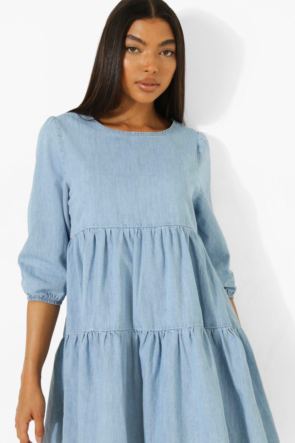 Boohoo denim dress best sale